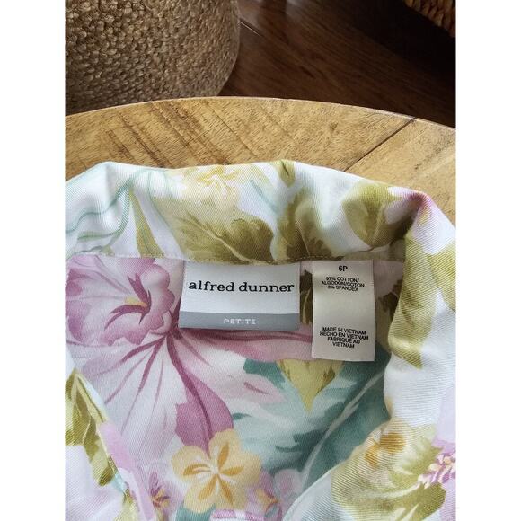 ALFRED DUNNER Tropical Floral Stretch Jacket Womens 6P Hawaiin Blooms EUC - Picture 2 of 9